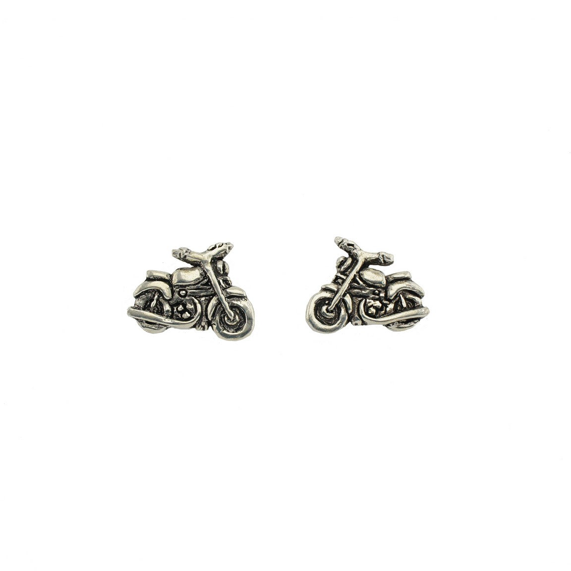 Motorcycle Stud Earrings E079 Seagull Pewter