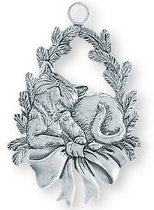 Cat/Wreath Ornament Satin SC-304S