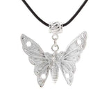 Butterfly Pendant Black Leather