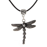 Dragonfly Pendant Blk Leather