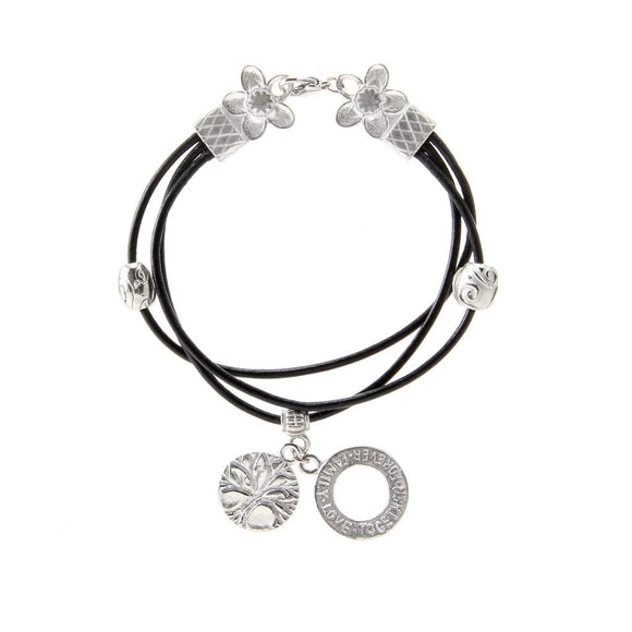 Family Tree Bracelet Leather BG 75 Seagull Pewter