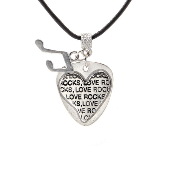 Love Rocks Pendant w/ Blk Leather PD-107