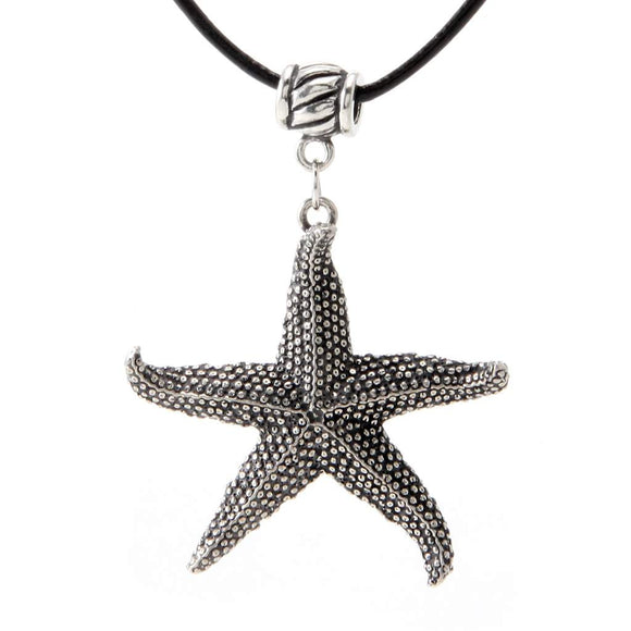Starfish Pendant Black Leather