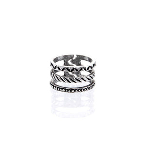 Leaves/Rope/Dots Stacked Ring R018